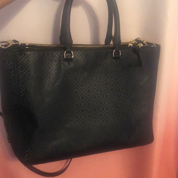 Black Tory Burch Tote Bag with Diamond Print - Picture 6 of 8